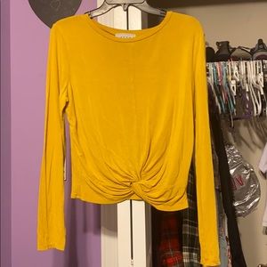 Yellow crop top long sleeve shirt